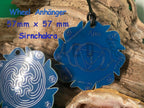 Chakren Anhänger Wheel Stirnchakra, 3.Auge, ca.57x57 mm, zinnlegiert, doppelseitig, kupferunterlegt – Produktansicht 1