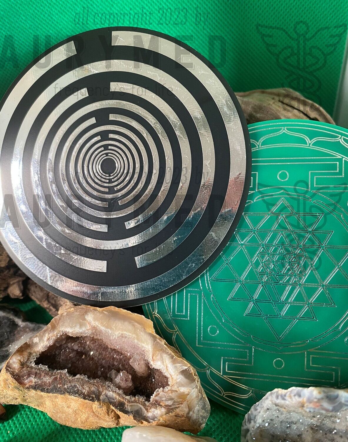 94 mm Discs – Lakhovsky MWO & Sri Yantra – Farbe, Legierung und Stückzahl wählbar – Galerie