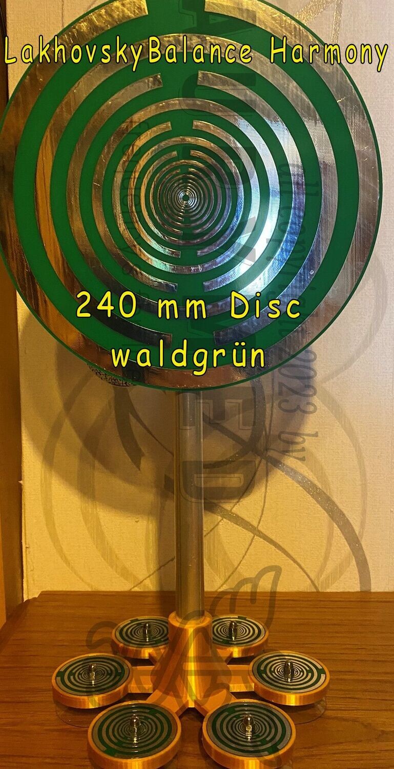 240 mm Disc – Aury`s MWA to Go in grün, Lakhovsky MWO – Resonanz Ständer aus 3 D Druck PLA – Produktansicht 1