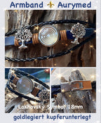 Armband-mehrsträngig, Baum des Lebens, blau, Symbol Lakhovsky MWO Schwingkreis Oszillator Antenne (stromlos), weiße Disc gold legiert + Kupfer unterlegt ca. 18 mm hinter Glas, Einhak Verschluss