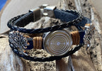 Armband-mehrsträngig, Baum des Lebens, blau, Symbol Lakhovsky MWO Schwingkreis Oszillator Antenne (stromlos), weiße Disc gold legiert + Kupfer unterlegt ca. 18 mm hinter Glas, Einhak Verschluss