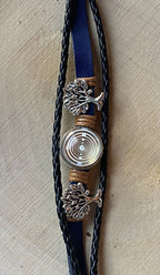 Armband-mehrsträngig, Baum des Lebens, blau, Symbol Lakhovsky MWO Schwingkreis Oszillator Antenne (stromlos), weiße Disc gold legiert + Kupfer unterlegt ca. 18 mm hinter Glas, Einhak Verschluss