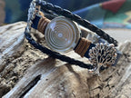 Armband-mehrsträngig, Baum des Lebens, blau, Symbol Lakhovsky MWO Schwingkreis Oszillator Antenne (stromlos), weiße Disc gold legiert + Kupfer unterlegt ca. 18 mm hinter Glas, Einhak Verschluss