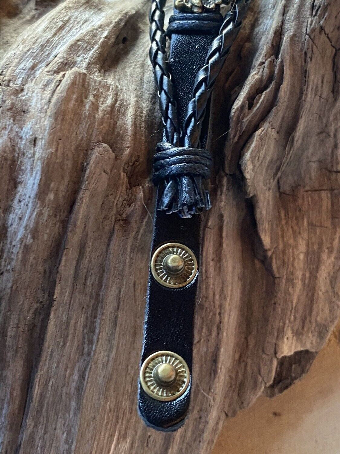 Armband-mehrsträngig, Seestern, schwarz, Symbol Lakhovsky MWO Schwingkreis Oszillator Antenne (stromlos), weiße Disc gold legiert + Kupfer unterlegt ca. 18 mm hinter Glas, Druckknopf Verschluss
