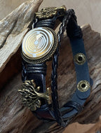 Armband-mehrsträngig, Baum des Lebens, schwarz, Symbol Lakhovsky MWO Schwingkreis Oszillator Antenne (stromlos), weiße Disc g