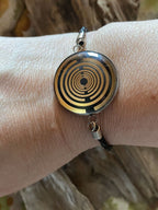 Armband – Lakhovsky – schwarze Disc 25 mm – schwarze Kordel