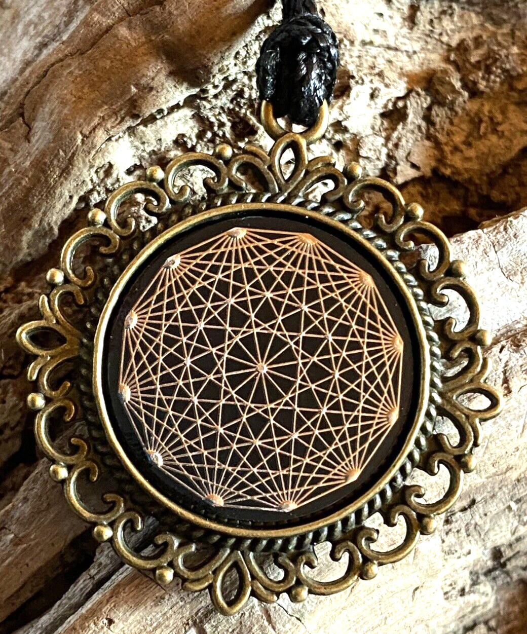 Amulett – Dodecagram 12 – er Stern der – Dodecagram – 25 mm / zinnlegiert / Fassung bronzefarben – Produktansicht 1