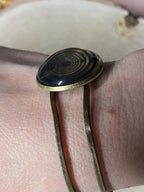 Armband - Lakhovsky MWO Antenne (stromlos) als nachtschwarzer ca. 25 mm großer Coin mit Goldlegierung in ein bronzefarbendes Schnapparmband eingearbeitet, Kupfer unterlegt