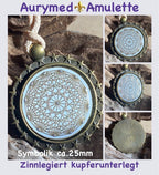 Amulett – mit Sternenrand – Dodecagram – 25 mm / zinnlegiert / weiß – Produktansicht 1