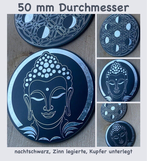 50 mm Disc 2er-Set – Blume des Lebens – zinnlegiert / schwarz – Produktansicht 1