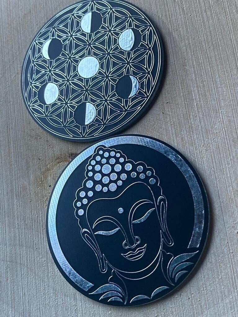 50 mm Disc 2er-Set – Blume des Lebens – zinnlegiert / schwarz – Produktansicht 1