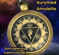 Amulett – Chakremy – Solarplexus Chakra – Solarplexus + Chakra – 25 mm / goldlegiert / Fassung bronzefarben – Produktansicht 