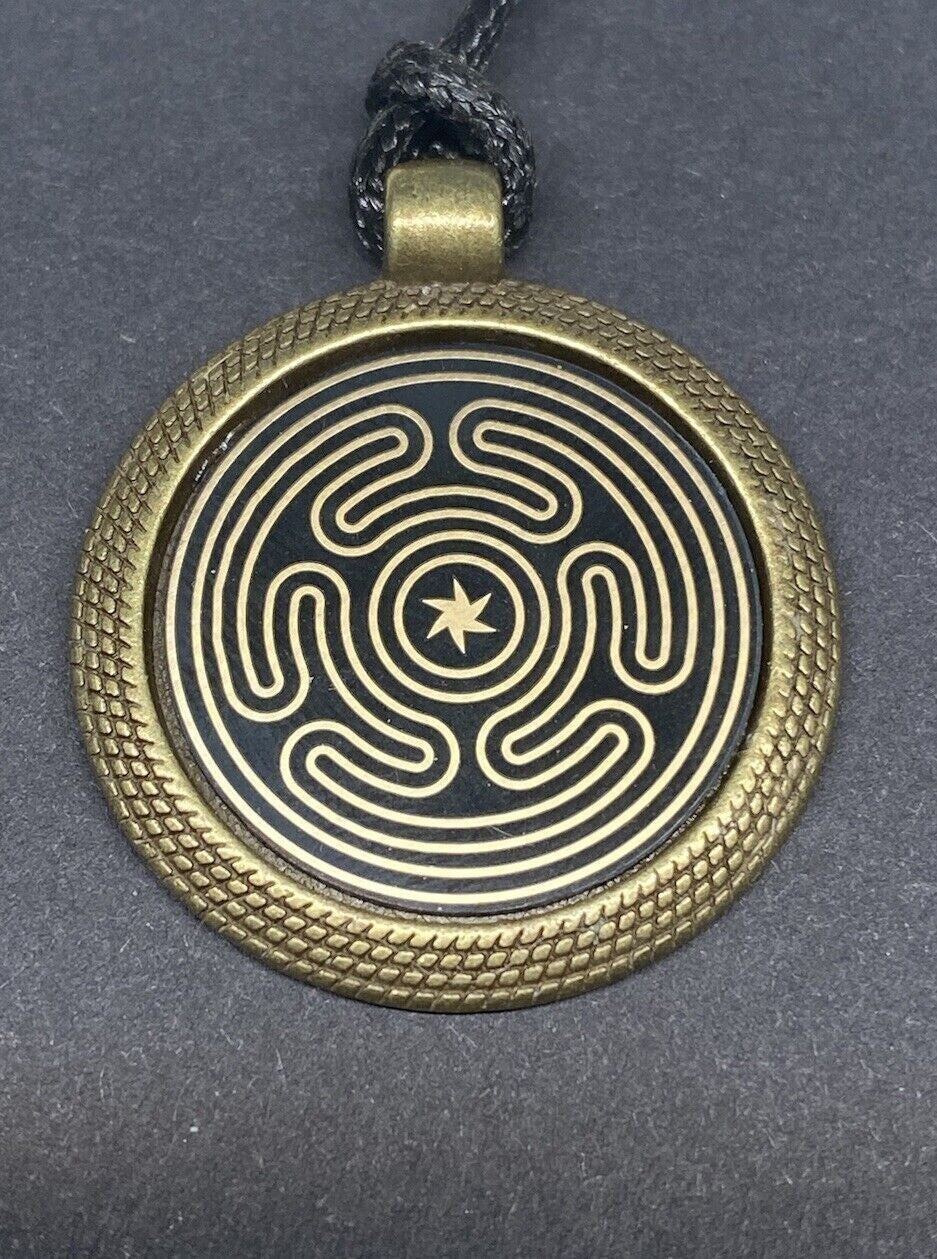 Amulett – Hekathe Wheel der heiligen – 25 mm / goldlegiert / Fassung bronzefarben – Produktansicht 1