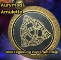 Amulett – keltischer Knoten – 25 mm / goldlegiert / Fassung bronzefarben – Produktansicht 1