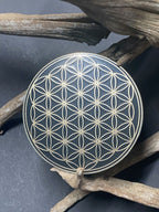 50 mm Disc – Metatron + Blume des Lebens – goldlegiert / schwarz – Produktansicht 1