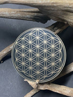 50 mm Disc – Metatron + Blume des Lebens – goldlegiert / schwarz – Produktansicht 1