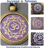 Amulett – Chakremy, bronzefarben, Kronen Chakra, Disc in lila flieder 25 mm, goldlegiert, kupferunterlegt – Produktansicht 1
