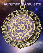 Amulett – Chakremy, bronzefarben, Kronen Chakra, Disc in lila flieder 25 mm, goldlegiert, kupferunterlegt – Produktansicht 1