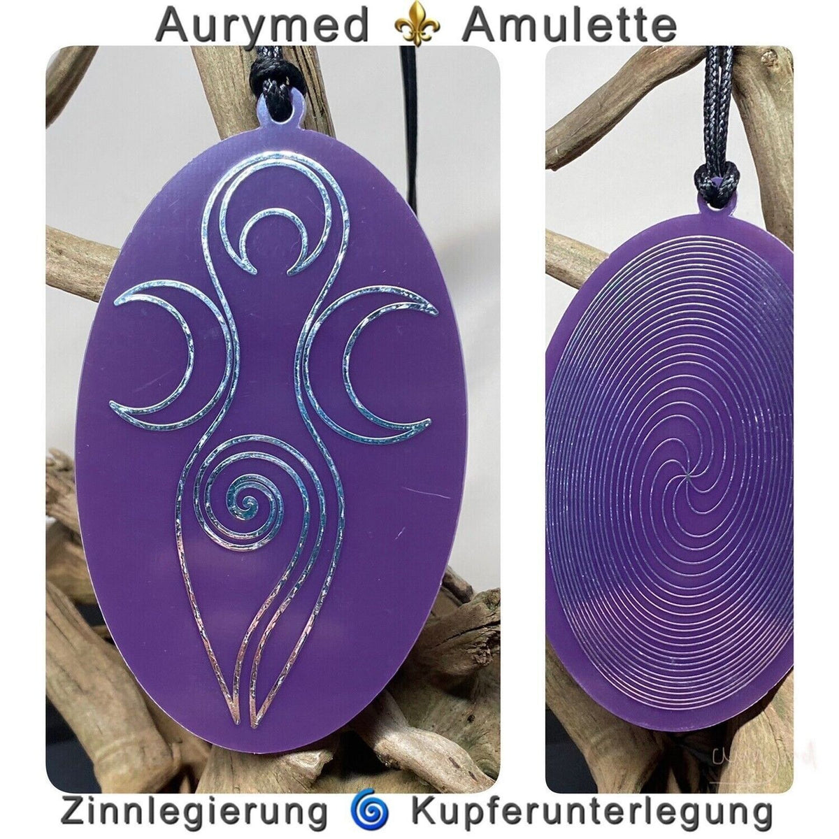 Amulett – Disc – Dreifaltigkeits – – Bifilar / Fermat – zinnlegiert / flieder lila – Produktansicht 1