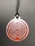 Amulett – Disc ca. 48x58 mm – Lakhovsky MWO + Dodecagram – 58 mm / zinnlegiert / rot – Produktansicht 1