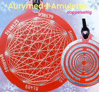 Amulett – Disc ca. 48x58 mm – Lakhovsky MWO + Dodecagram – 58 mm / zinnlegiert / rot – Produktansicht 1