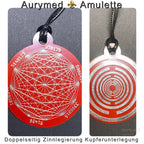 Amulett – Disc ca. 48x58 mm – Lakhovsky MWO + Dodecagram – 58 mm / zinnlegiert / rot – Produktansicht 1