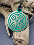 Amulett – Disc ca. 48x58 mm – Lakhovsky MWO + Dodecagram – 58 mm / goldlegiert / grün – Produktansicht 1