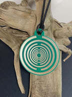 Amulett – Disc ca. 48x58 mm – Lakhovsky MWO + Dodecagram – 58 mm / goldlegiert / grün – Produktansicht 1