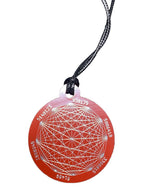 Amulett – Disc ca. 48x58 mm – Lakhovsky MWO + Dodecagram – 58 mm / zinnlegiert / rot – Produktansicht 1