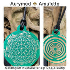 Amulett – Disc ca. 48x58 mm – Lakhovsky MWO + Dodecagram – 58 mm / goldlegiert / grün – Produktansicht 1