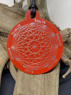 Amulett – Disc ca. 48x58 mm – Lakhovsky MWO + Dodecagram – 58 mm / zinnlegiert / rot – Produktansicht 1