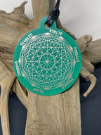 Amulett – Disc ca. 48x58 mm – Lakhovsky MWO + Dodecagram – 58 mm / goldlegiert / grün – Produktansicht 1