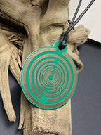 Amulett – Disc ca. 48x58 mm – Lakhovsky MWO + Dodecagram – 58 mm / goldlegiert / grün – Produktansicht 1