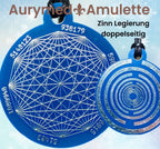 Amulett – Disc ca. 48x58 mm – Lakhovsky MWO + Dodecagram – 58 mm / zinnlegiert / blau – Produktansicht 1