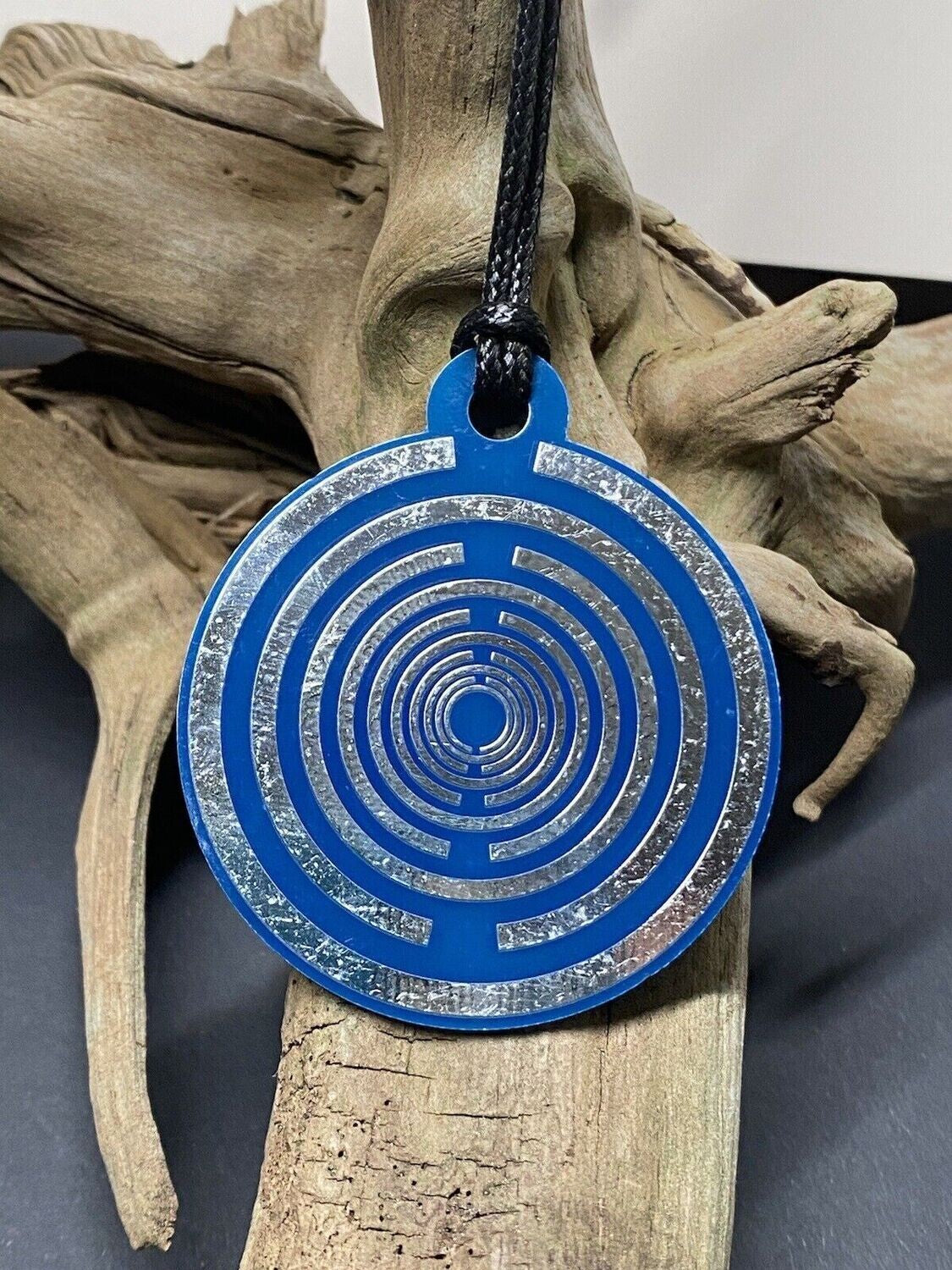 Amulett – Disc ca. 48x58 mm – Lakhovsky MWO + Dodecagram – 58 mm / zinnlegiert / blau – Produktansicht 1