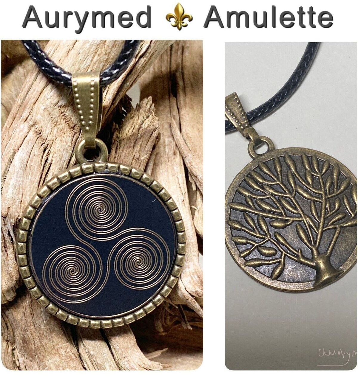 Amulett – mit dem Baum des Lebens – 25 mm / goldlegiert / schwarz – Produktansicht 1