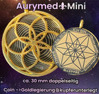 Amulett – Blume des Lebens – Bifilar / Fermat + Blume des Lebens – 30 mm / goldlegiert / nachtschwarz – Produktansicht 1