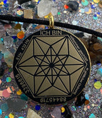 Amulett – Blume des Lebens – Bifilar / Fermat + Blume des Lebens – 30 mm / goldlegiert / nachtschwarz – Produktansicht 1