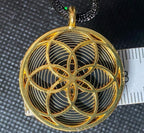 Amulett – Blume des Lebens – Bifilar / Fermat + Blume des Lebens – 30 mm / goldlegiert / nachtschwarz – Produktansicht 1