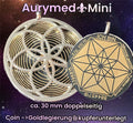 Amulett – Fassung Blume des Lebens – Bifilar / Fermat + Vector Equilibrium – 30 mm / goldlegiert / nachtschwarz – Produktansi