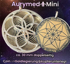Amulett – Fassung Blume des Lebens – Bifilar / Fermat + Vector Equilibrium – 30 mm / goldlegiert / nachtschwarz – Produktansi