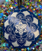 Amulett – Merkaba im Lotus mit den Worten – Merkaba + Lotus – 46 mm – Produktansicht 1