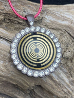 Amulett – Lakhovsky MWO – 25 mm / goldlegiert / Fassung braune – Produktansicht 1