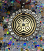 Amulett – Lakhovsky MWO – 25 mm / goldlegiert / Fassung braune – Produktansicht 1
