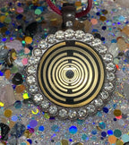 Amulett – Lakhovsky MWO – 25 mm / goldlegiert / Fassung braune – Produktansicht 1