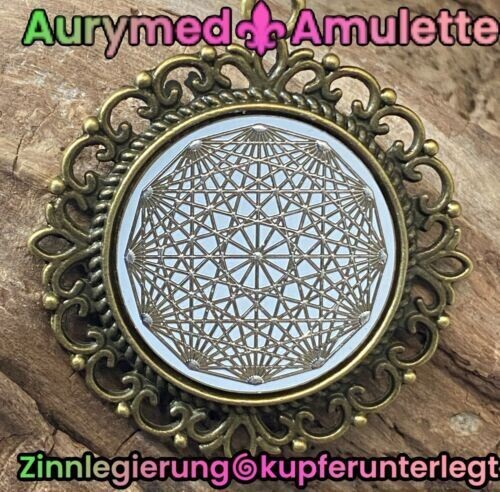 Amulett – Dodecagram als weisser 25 mm Coin – Dodecagram – 25 mm / zinnlegiert / Fassung bronzefarben – Produktansicht 1