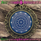 Amulett – bronzefarben, Dodecagram 12 – er Stern, Disc in blau 25 mm, zinnlegiert, kupferunterlegt – Produktansicht 1