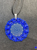 Amulett – Resin Harz Art, Dodecagram 12 – er Stern, Disc in blau 25 mm, zinnlegiert, kupferunterlegt – Produktansicht 1