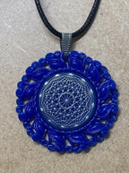 Amulett – Resin Harz Art, Dodecagram 12 – er Stern, Disc in blau 25 mm, zinnlegiert, kupferunterlegt – Produktansicht 1