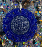 Amulett – Resin Harz Art, Dodecagram 12 – er Stern, Disc in blau 25 mm, zinnlegiert, kupferunterlegt – Produktansicht 1